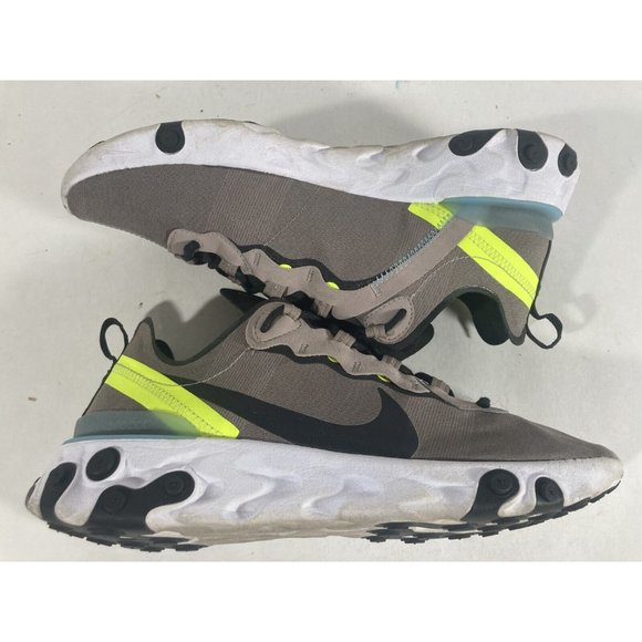 Nike React Element 55 Pumice Volt Green Black Running Shoes BQ6166-201 Men’s Sz9 - Picture 2 of 7
